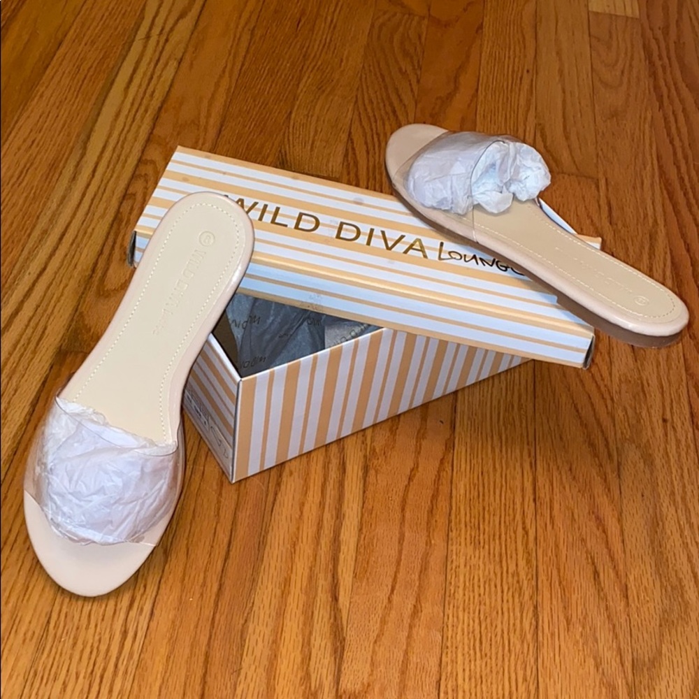 New Nude Open Toe Clear Transparent Flat Sandals - image 5